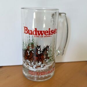 Budweiser Mug Holiday 1992 Anheuser Busch  12oz Glass - MINT Condition
